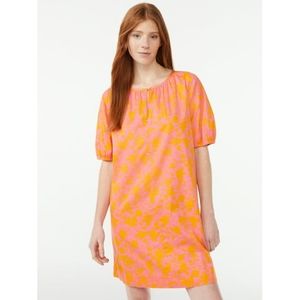 COPY - Free Assembly Women's Shirred Neck Mini Dress with Short Sleeves.